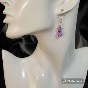 3/$30 Purple Acrylic Beaded Dangle Hook Earrings